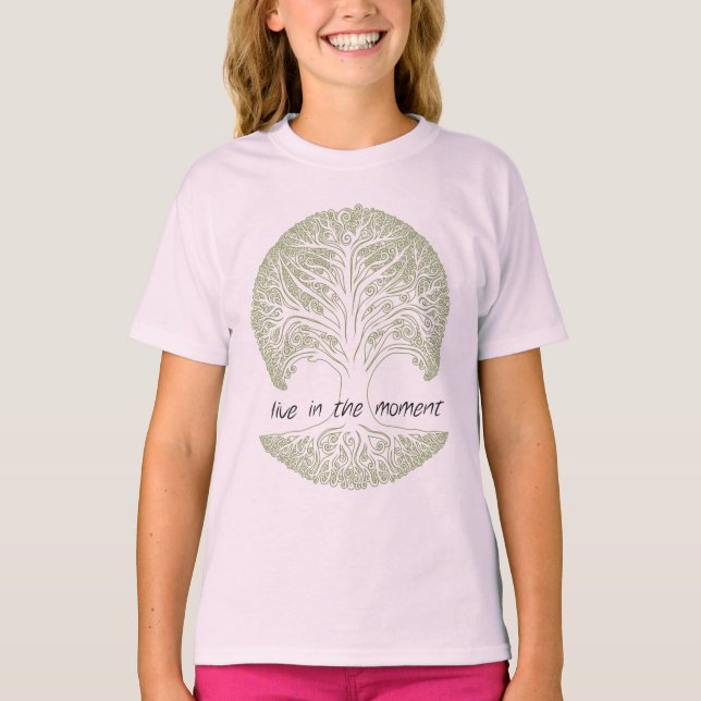 Leben im Moment Baum T-Shirt (Vorderseite)