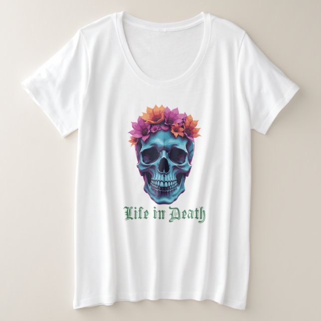 Leben im Tod, Blühen in Blau Große Größe T-Shirt (Design vorne)