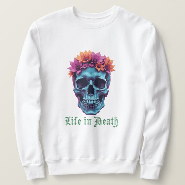 Leben im Tod, Blühen in Blau Sweatshirt (Design vorne)