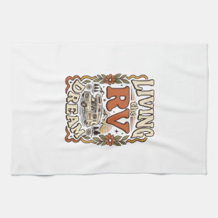 Leben im Wohnmobil-Traum Vintage-Camping-Shirt-Des Geschirrtuch
