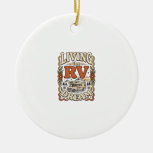 Leben im Wohnmobil-Traum Vintage-Camping-Shirt-Des Keramik Ornament