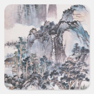 Leben in den Bergen Quadratischer Aufkleber