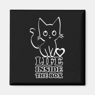 Leben in der Box - Schwarze Katze Magnet