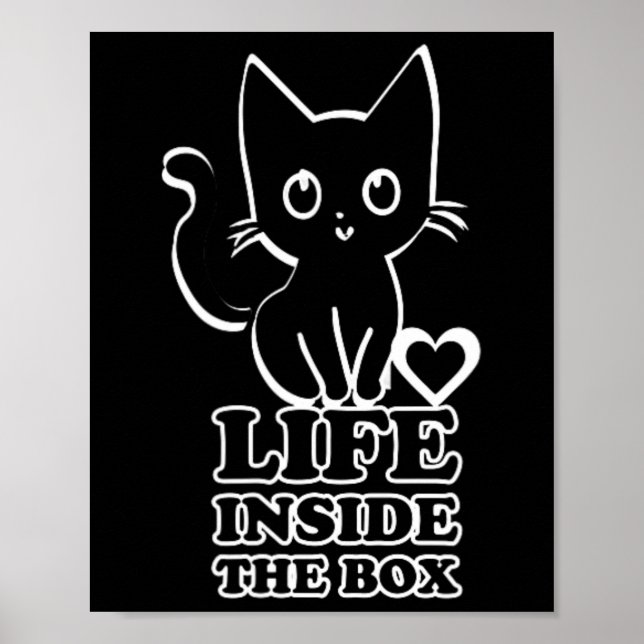 Leben in der Box - Schwarze Katze Poster (Vorne)