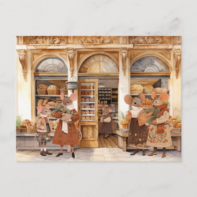 Leben in Mäuse Stadt - Bäckereitag Postkarte (Vorderseite)