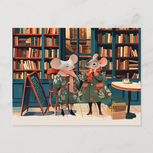 Leben in Mäuse Stadt - Buchliebhaber Chitchat Postkarte (Vorderseite)
