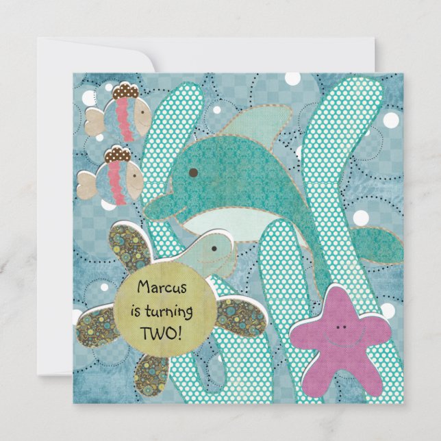 Leben in MeeresschildkrötenGeburtstagsfeier Einladung (Vorderseite)