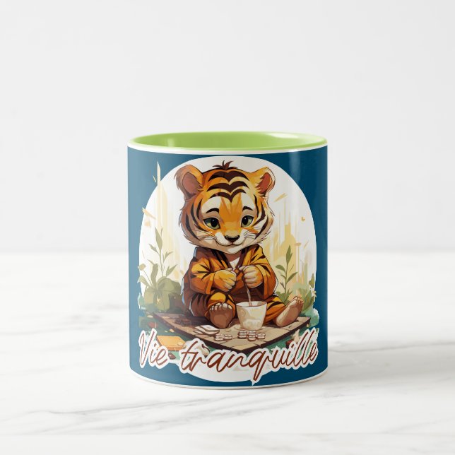 Leben in Ruhe Zweifarbige Tasse (Mittel)