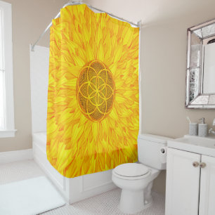 Leben in Sonnenblumen - Heilige Geometrie Duschvorhang