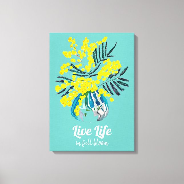 Leben in voller Blüte Gelbe Wattle Mimosa Blume Leinwanddruck (Vorderseite)