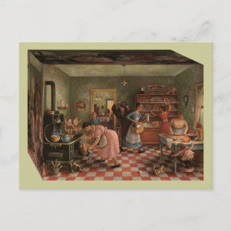 "LEBEN INNERHALB DER KASSE" Postkarte Vintage Küch