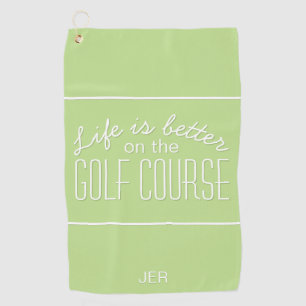 Leben ist besser Golf-Typografie Trendy Grün Golfhandtuch