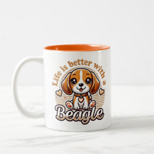 Leben ist besser mit Beagle - Niedlicher Beagle Zweifarbige Tasse
