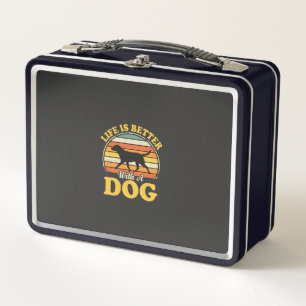 Leben ist besser mit einem Retro-Hund Metall Brotdose