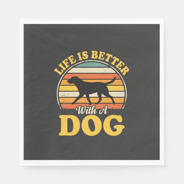 Leben ist besser mit einem Retro-Hund Serviette (Vorderseite)