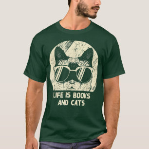 Leben ist Bücher und Katzen Buch Lover Cat Mama Bo T-Shirt