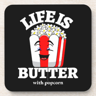 Leben ist Butter mit Popcorn Getränkeuntersetzer