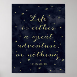 Leben ist ein Abenteuer - Helen Keller Quote Print Poster