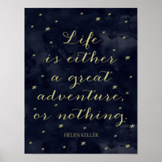 Leben ist ein Abenteuer - Helen Keller Quote Print Poster