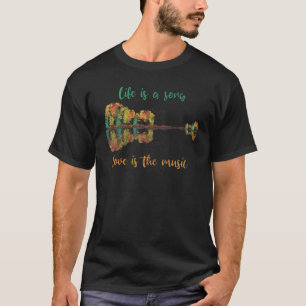 Leben ist ein Lied Liebe ist die Musik Herbstgitar T-Shirt