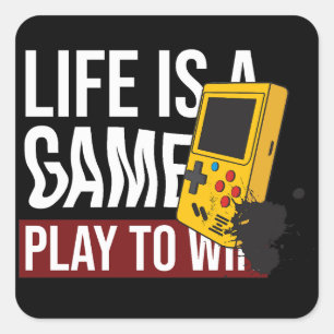 LEBEN IST EIN SPIELSPIEL, UM ZU GEWINNEN QUADRATISCHER AUFKLEBER