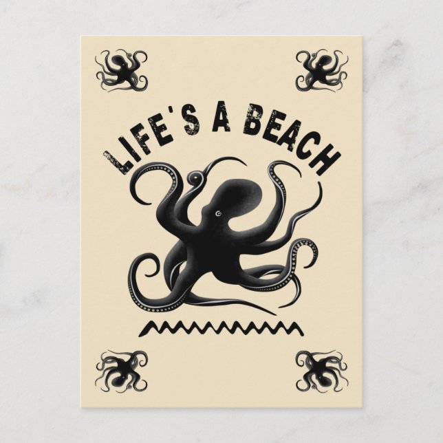 Leben ist ein Strand - Funny Summer Quote Design Postkarte (Vorderseite)