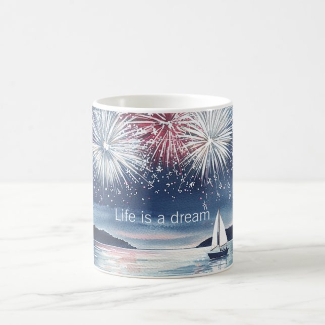 Leben ist ein Traum Feuerwerk Kaffeetasse (Mittel)