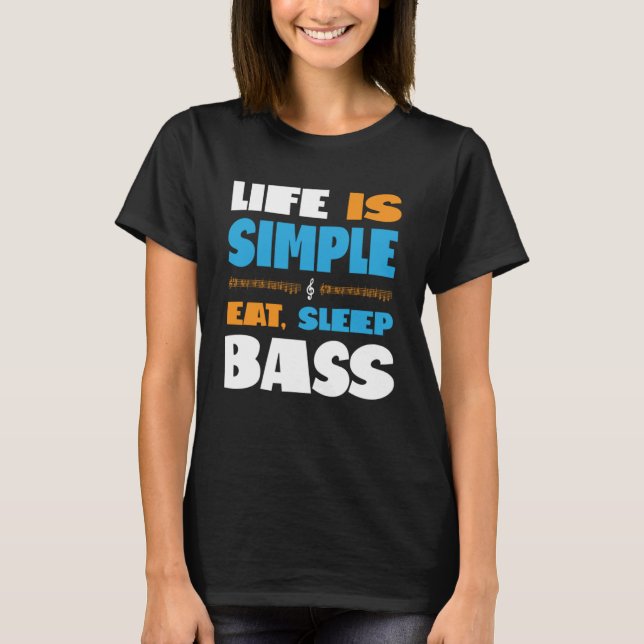 Leben ist einfach zu essen Sleep Sing Barbershop Q T-Shirt (Vorderseite)
