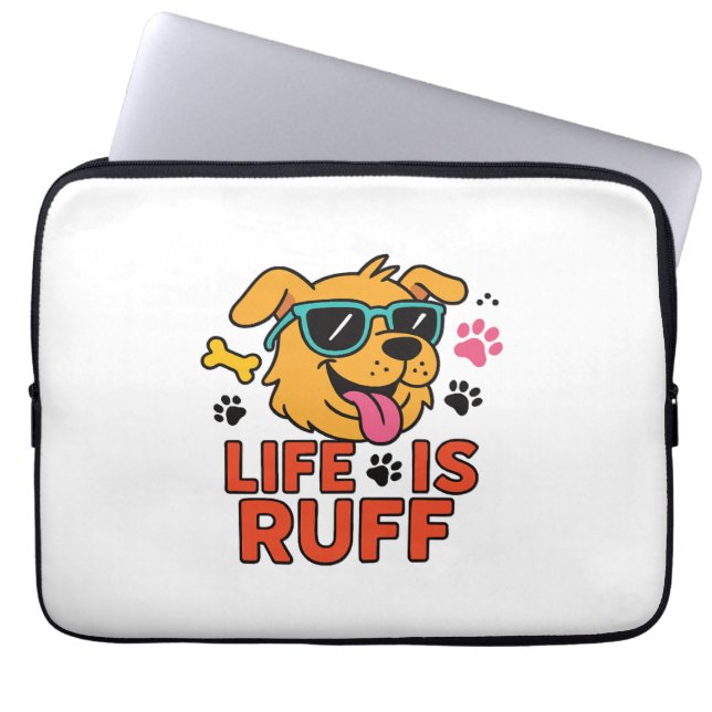 Leben ist Ruff - Funny Dog Cartoon Laptopschutzhülle (Vorderseite)