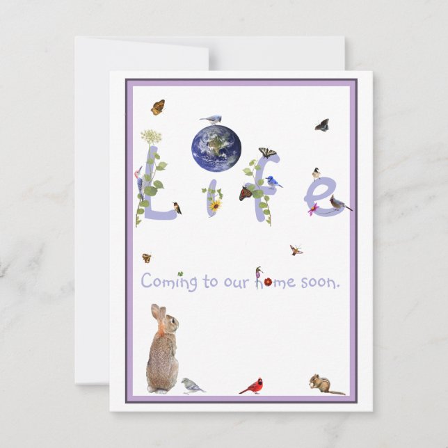 Leben: Kommen Sie zu unserer Zuhause bald-Baby-Dus Einladung (Vorderseite)