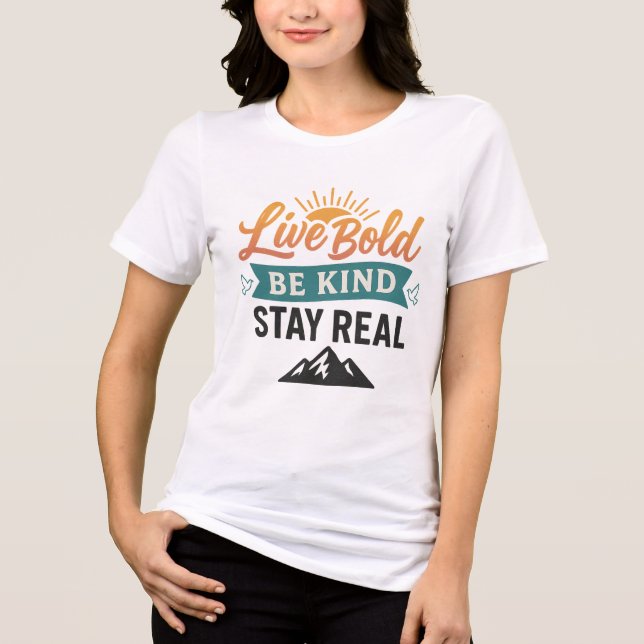 Leben kühl sein freundlich Bleibe echt Tri-Blend Shirt (Vorderseite)