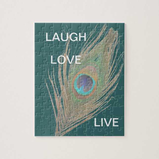 Leben, Lachen, Liebe Pfauenfederhalter Puzzle (Vertikal)