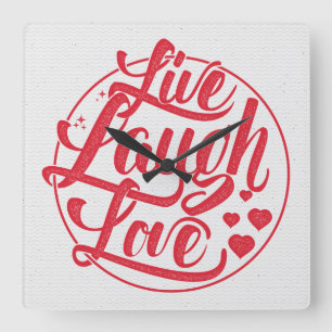 Leben Lachen-Liebe Quadratische Wanduhr