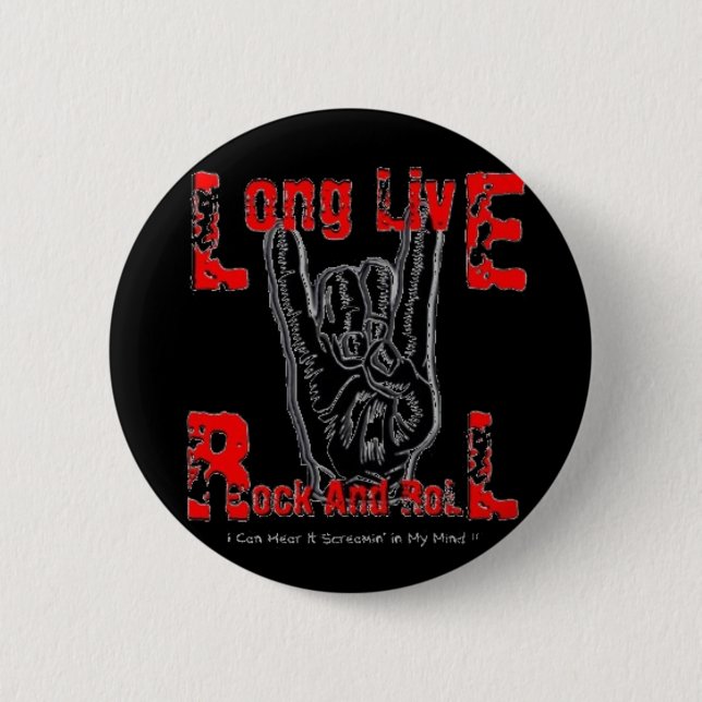 Leben lang Rock-and-Roll (Schwarzes) Button (Vorderseite)