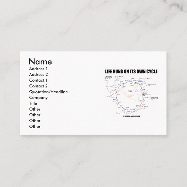 Leben-Läufe auf seinem eigenen Zyklus (Krebs Visitenkarte (Vorderseite)