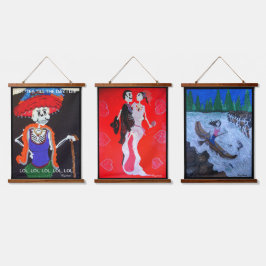 Leben, Liebe, lachen, lustig sein Wandteppich Mit Holzrahmen