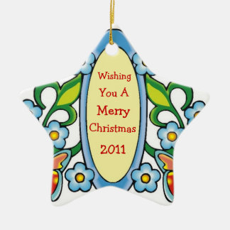 , LEBEN LIEBE UND LACHEN-STERN-VERZIERUNG KERAMIKORNAMENT