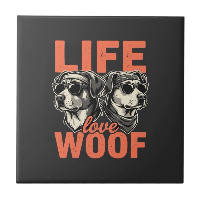 Leben Liebe Wuff Hunde Liebhaber Fliese (Vorderseite)