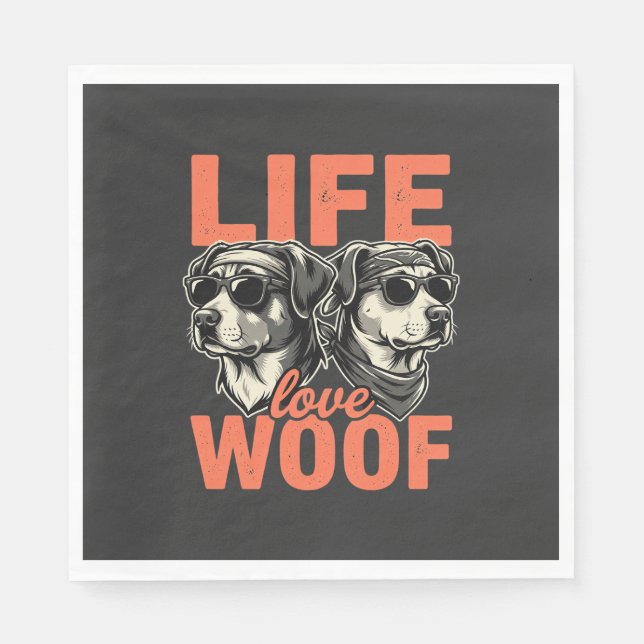 Leben Liebe Wuff Hunde Liebhaber Serviette (Vorderseite)
