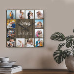 Leben lieben mit dir Zitat 12 Foto Holz Quadratische Wanduhr<br><div class="desc">Foto Uhr mit fröhlichem Zitat und 12 Ihrer Lieblingsfotos von Familie und Freunden. Die Fotovorlage ist Set für Sie, um Ihre eigene Grid-Stil Foto-Collage zu erstellen, um das Zitat "Liebesleben mit Ihnen" zu rahmen. Das Design ist in gepflegter Schrift und magerer Schriftart-Typografie mit einem rustikalen Land Bronwood-Effekt Hintergrund geschrieben. Fügen...</div>