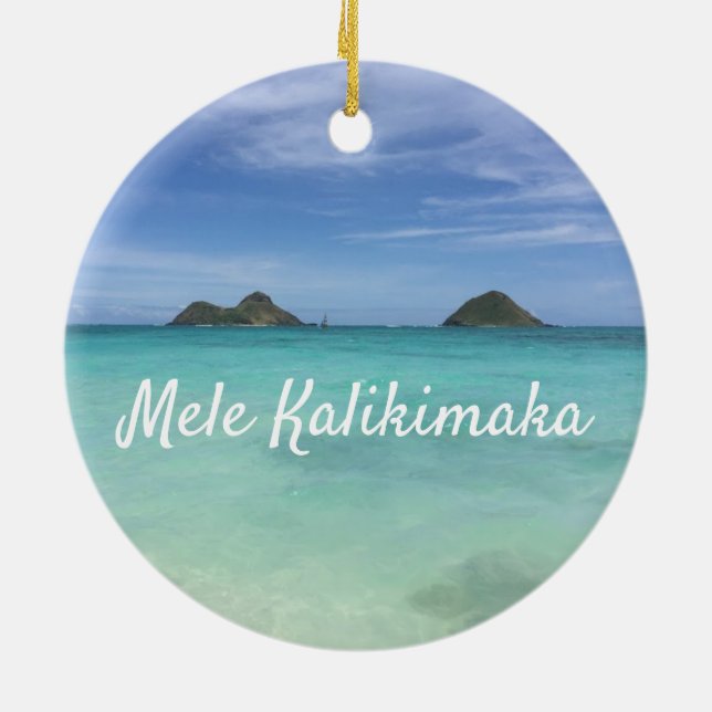 Leben mit Aloha Hawaii Keramik Keramik Ornament (Hinten)