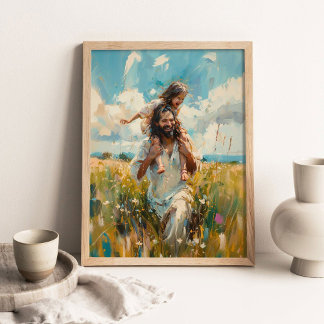 Leben mit ihm, Jesus Christus und kleines Mädchen  Poster