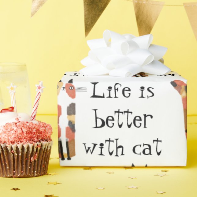 Leben mit Katze ist besser Geschenkpapier (Geburtstagsparty)