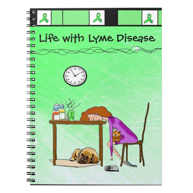 Leben mit Lyme Disease Notebook oder Journal Notizblock (Vorderseite)