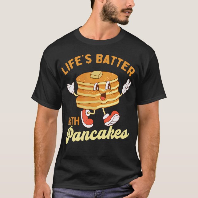 Leben mit Pfannkuchen - Pancake Lover Flapjac T-Shirt (Vorderseite)