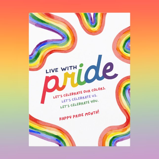 Leben mit Pride Rainbow Watercolor Postkarte (Von Creator hochgeladen)