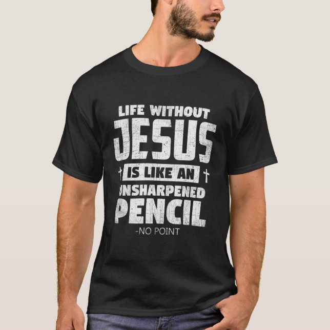Leben ohne Jesus Funny Christlicher religiöser Gla T-Shirt (Vorderseite)
