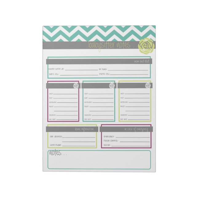 Leben. Organisierter. Anmerkungen zum Babysitter-E Notizblock (Rotiert)