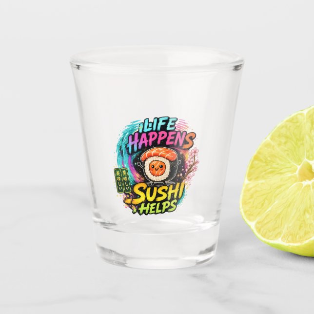 Leben passiert Sushi hilft Schnapsglas (Vorderseite)