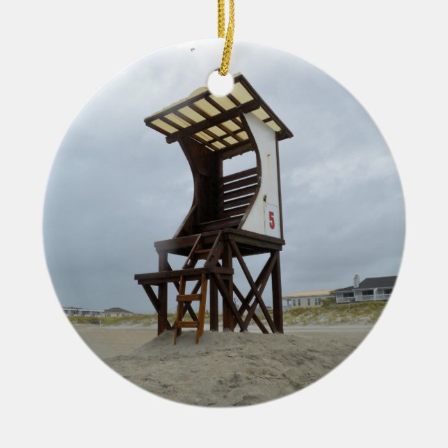 Leben-Schutz-Stand Wrightsville Strand NC Keramik Ornament (Vorne)